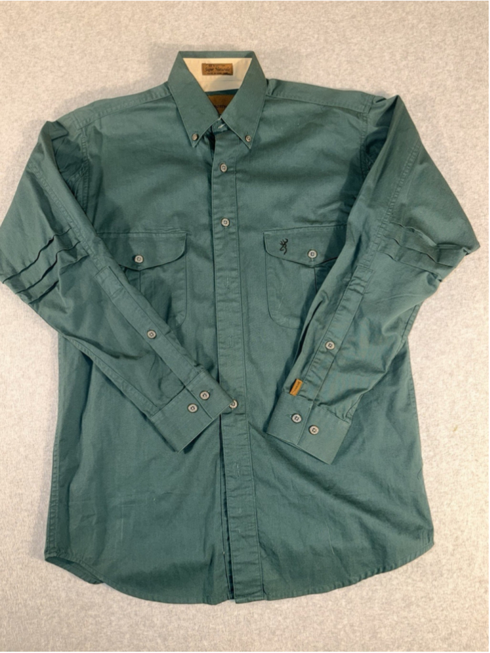 Browning Super Naturals Button Down Hunting Shirt Green Men’s Small Cotton